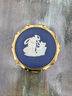 Cupid Stratton (England) Compact w/ Josiah Wedgwood Blue Jasperware Cameo