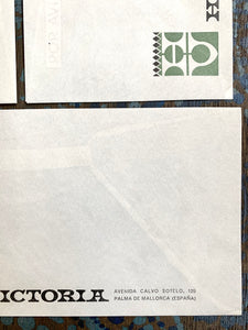 Hotel Victoria (España) Vintage Retro Stationary Envelopes Palma De Mallorca España Por Avion (Set of 3) Legal Size 4 1/4 x 9 Inches