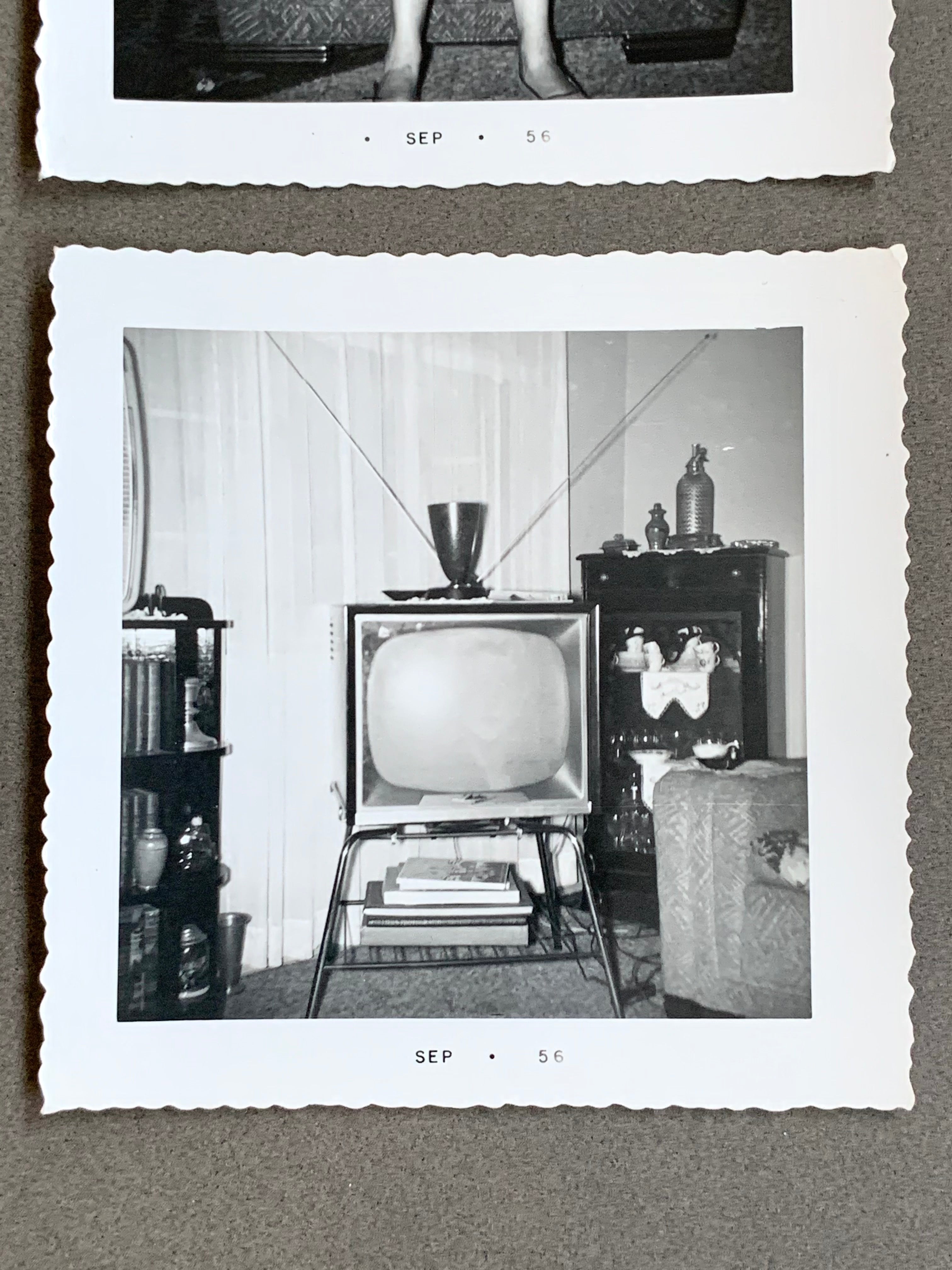 Two Vintage Black & White Photographs September 1956; Woman and Television
