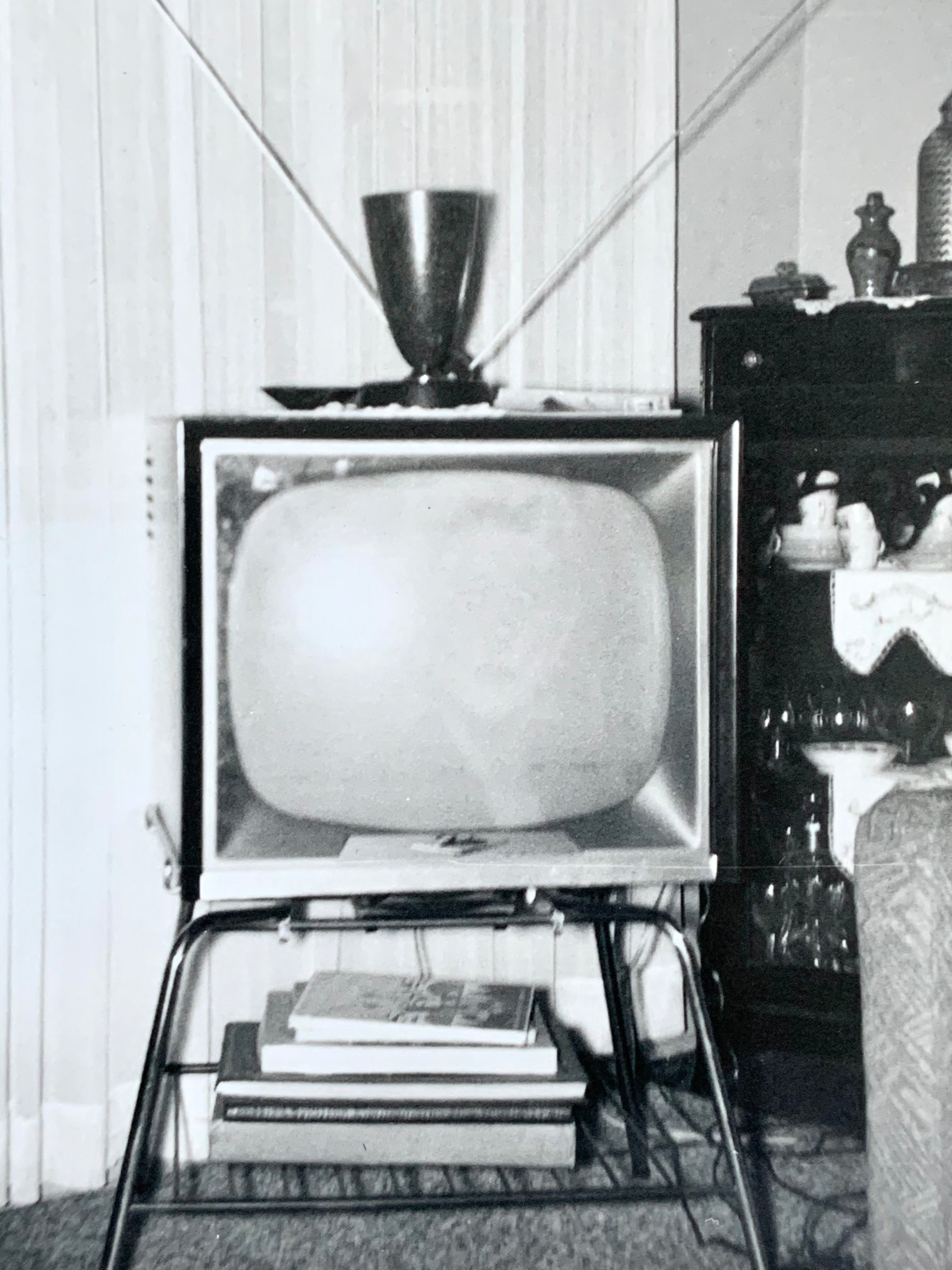 Two Vintage Black & White Photographs September 1956; Woman and Television