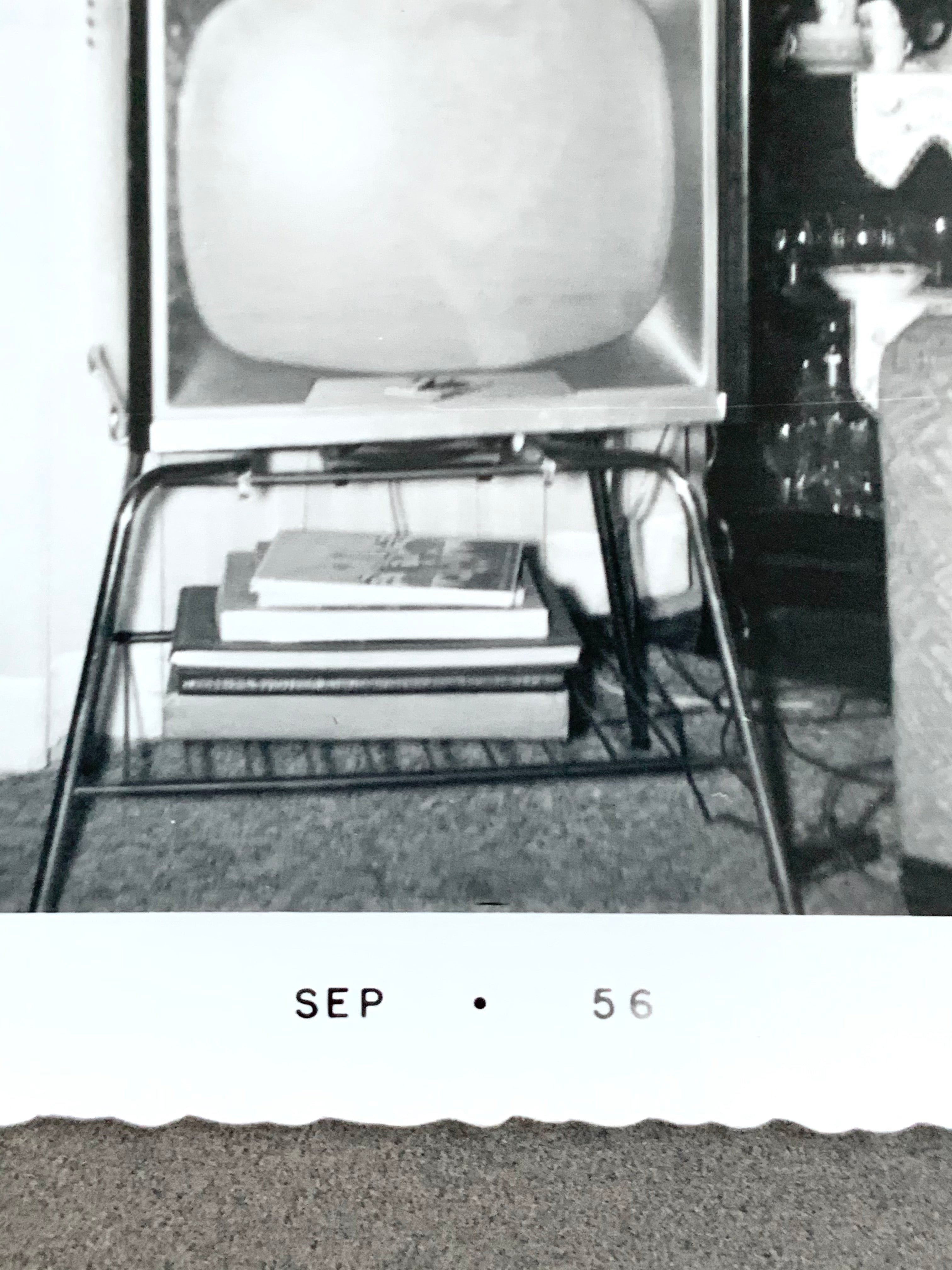Two Vintage Black & White Photographs September 1956; Woman and Television