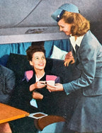 Retro Vintage Postcard, "United Airlines" Ephemera Flight Attendant DC-6 Mainliner Aircraft