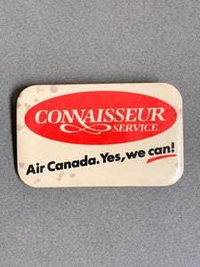Air Canada "Yes We Can; "Connaisseur Service" Vintage Retro 1980's Pinback Button Collectible