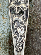 Honolulu "Hibiscus" Silver Demitasse Spoon Vintage Flatware, Collectible Hawaii