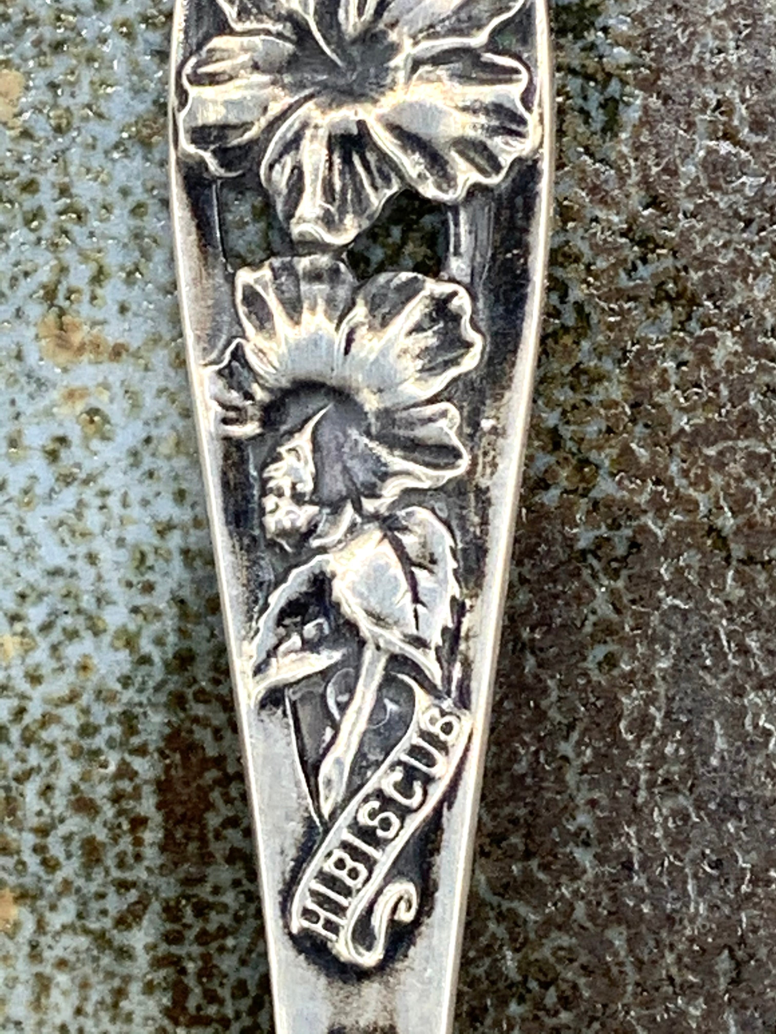 Honolulu "Hibiscus" Silver Demitasse Spoon Vintage Flatware, Collectible Hawaii