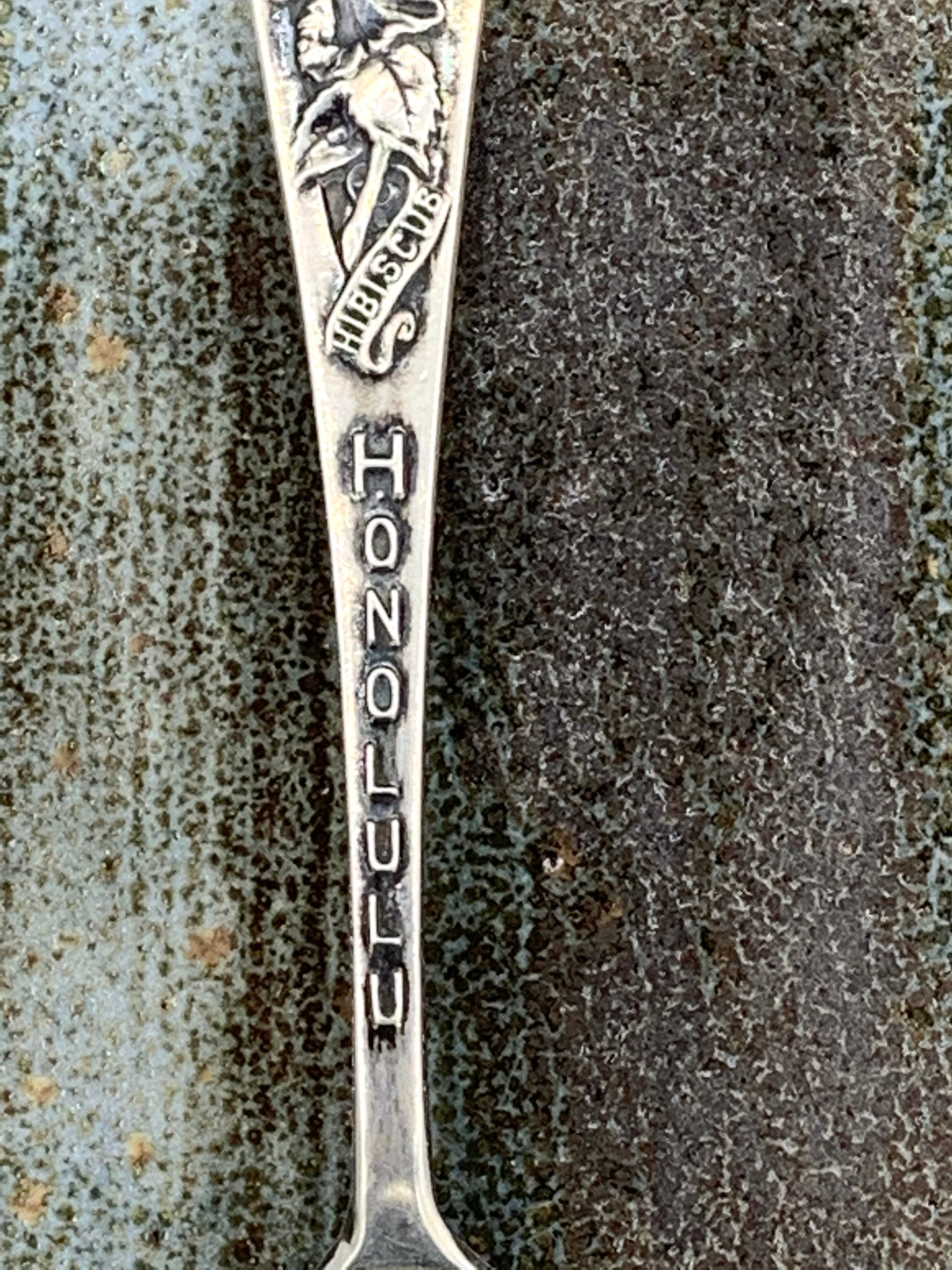 Honolulu "Hibiscus" Silver Demitasse Spoon Vintage Flatware, Collectible Hawaii