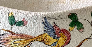 Hand painted Artisan Footed Terracotta Planter (Nature Floral Bird)