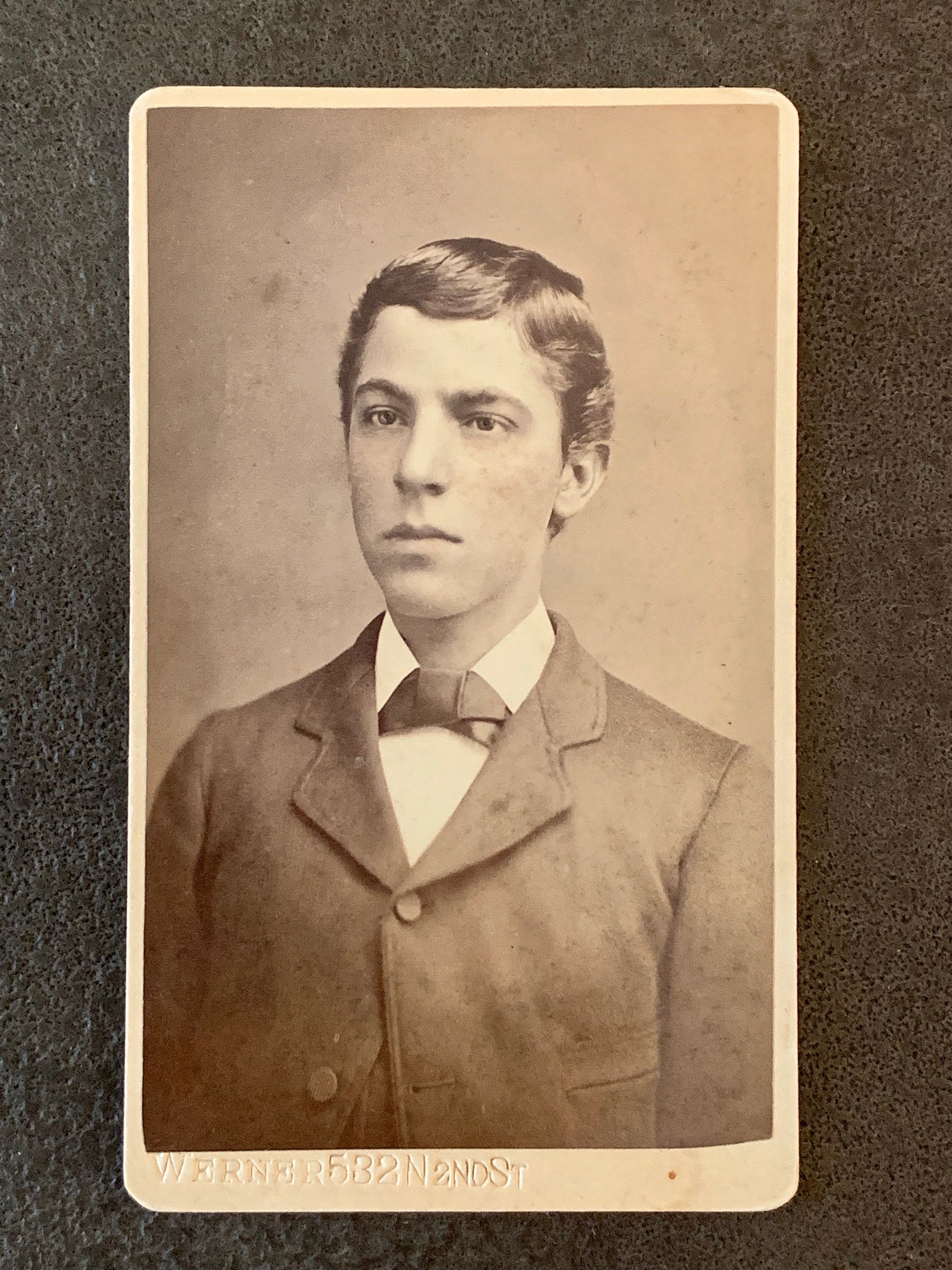 Vintage Photograph Cabinet Card "Portrait of Young Man in Suit and Tie" Early 1900's