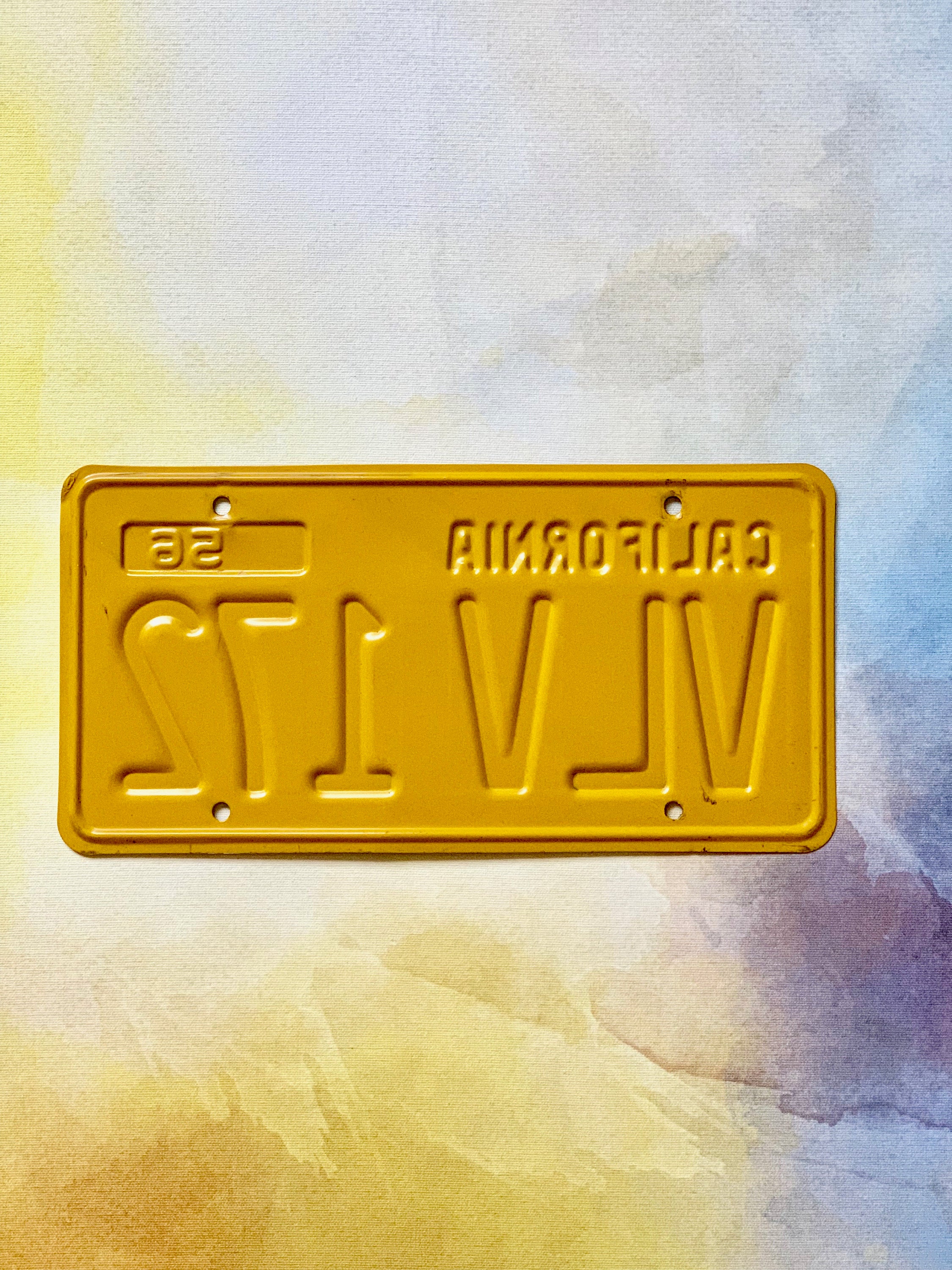 Vintage 1956 California License Plate Collectible Auto Tag Cars Yellow & Black