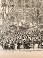 Load image into Gallery viewer, Harper&#39;s Weekly Journal President Lincoln Hoisting The American Flag Thirty Four Stars Upon Independence Hall Philadelphia 1861
