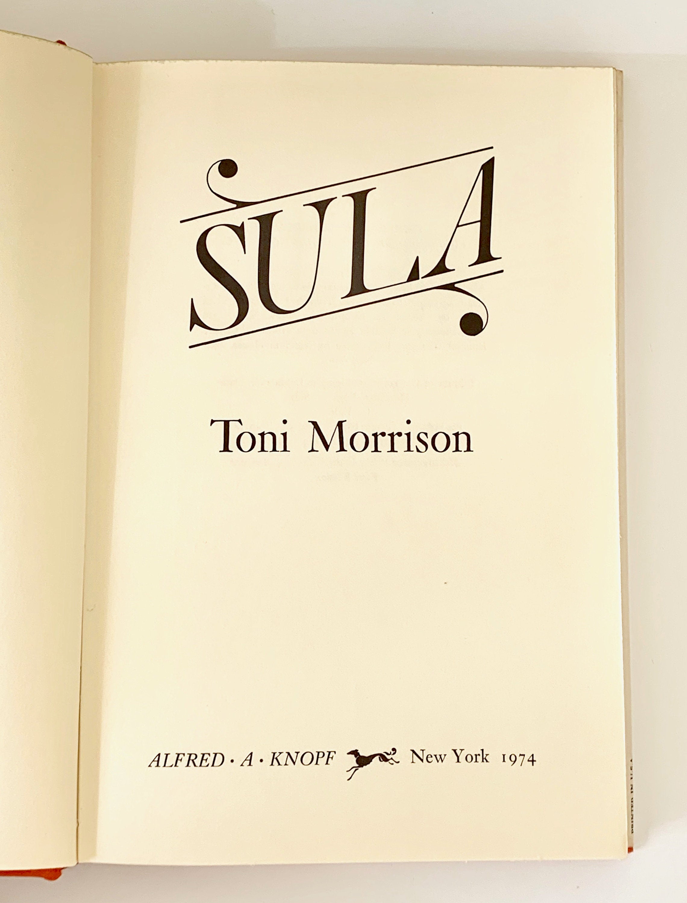 Toni Morrison, Sula Rare (First Edition) Book Novel Published by Alfred A. Knopf, New York, 1974