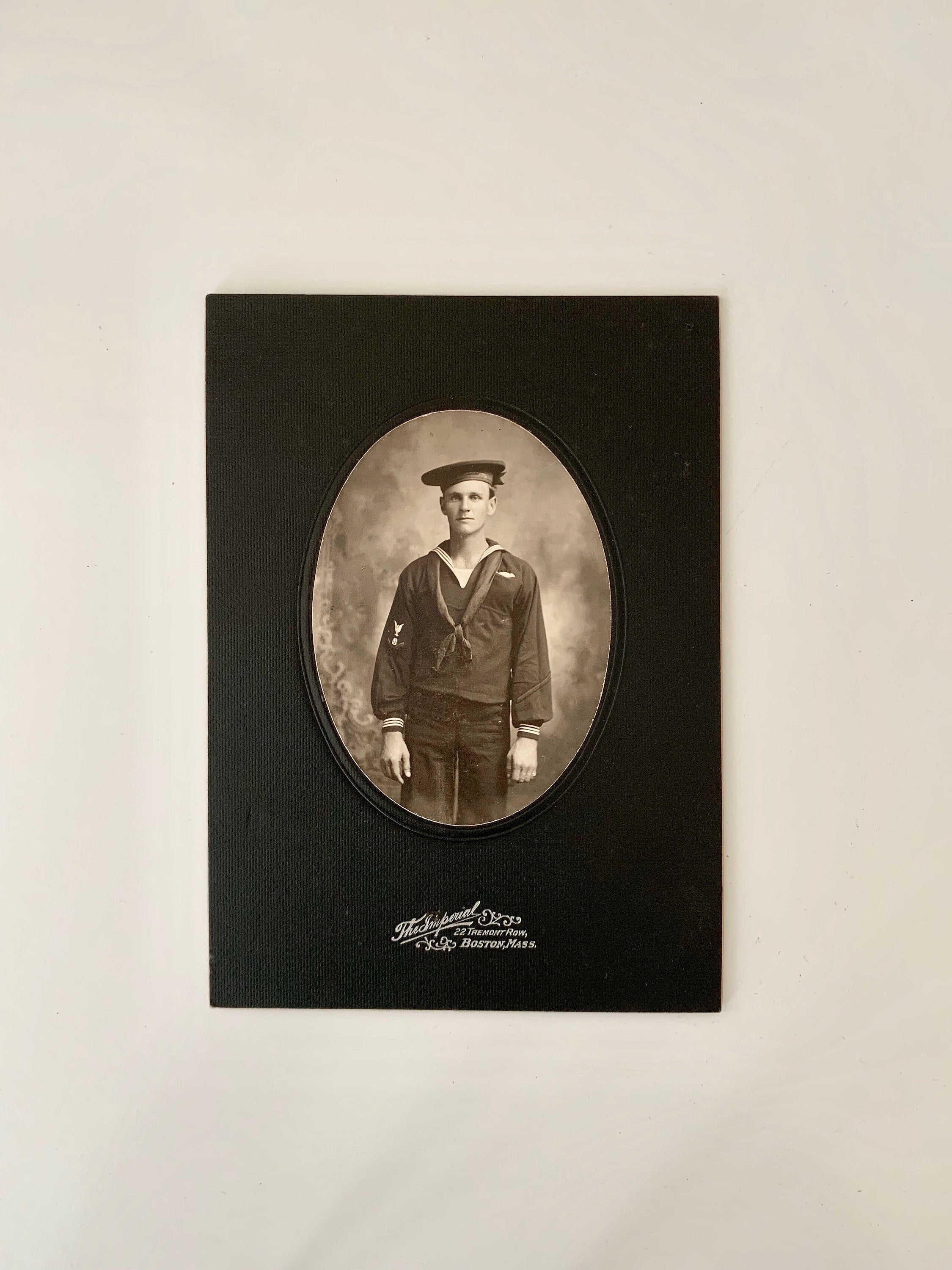Vintage Portrait of Sailor in Uniform (Navy); Imperial Studio 22 Tremont Row Boston, MA
