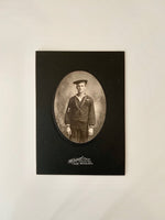 Load image into Gallery viewer, Vintage Black &amp; White Photograph, Portrait of Young Man in Navy Uniform Sailor, Imperial Studio 22 Tremont Row Boston, MA
