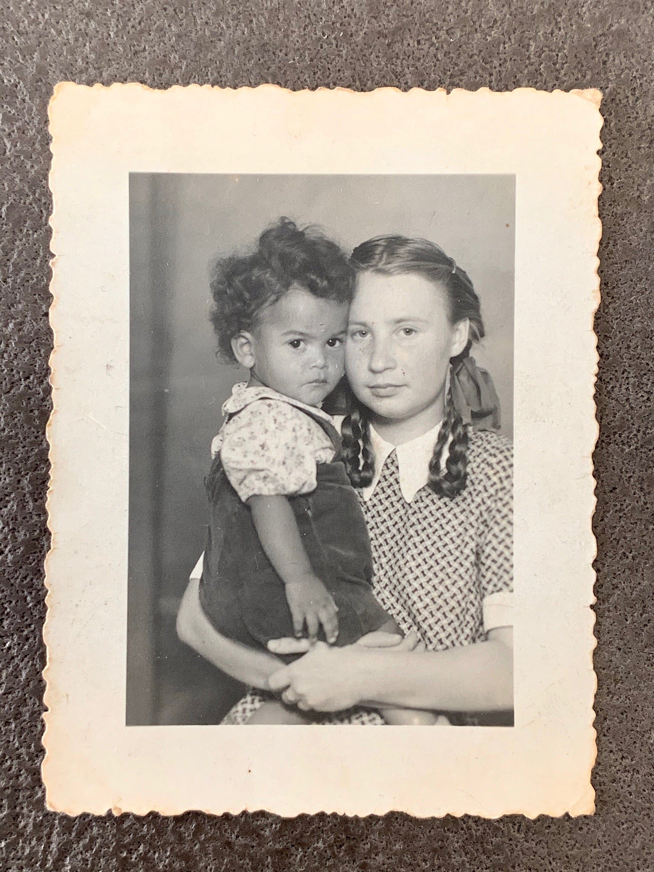 Vintage Photography Portrait of Siblings Black White Multiracial Biracial Germany