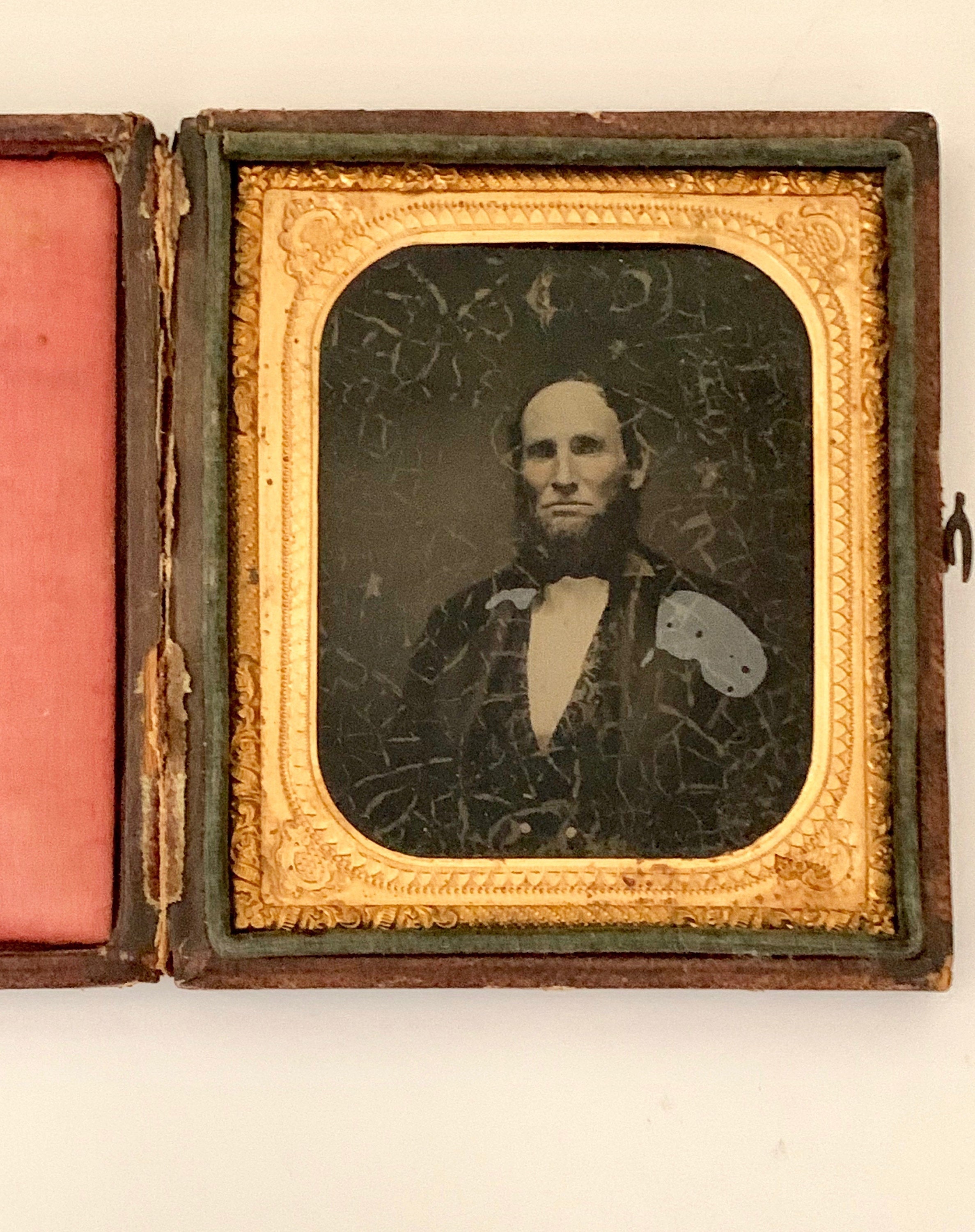 1/4 Plate Ambrotype Collectible Vintage Antique Photograph Bearded Male Portrait