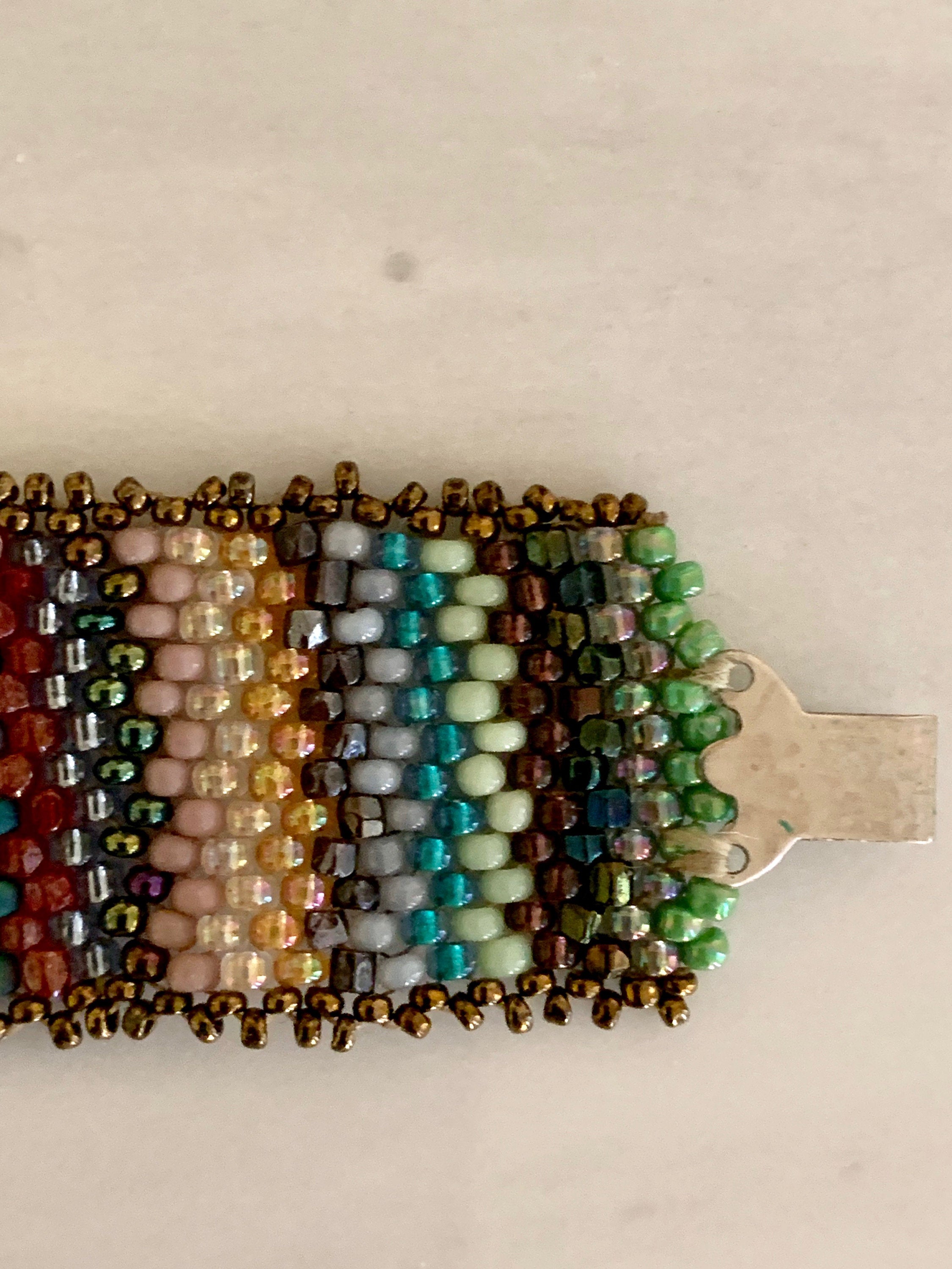 Vintage Handmade Artisan Jewelry Multicolored Beaded Choker Necklace