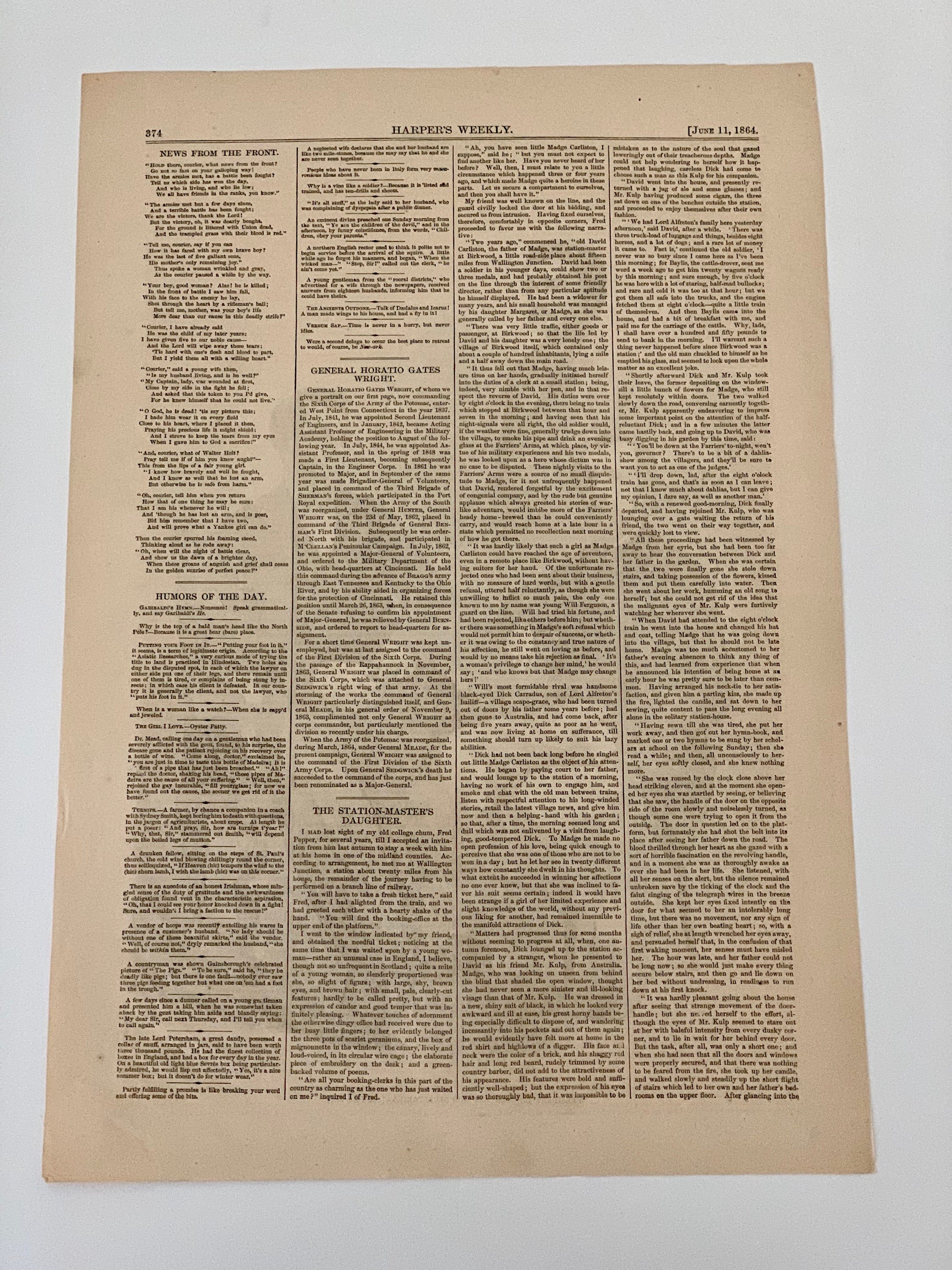 Harper's Weekly Journal of Civilization Illustration of  President "Abraham Lincoln and his Secretaries" June 11, 1864, Newsprint, Art