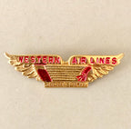 Vintage Retro Western Airlines Junior Pilot Pin Wings Aviation Red and Gold Lapel Pin