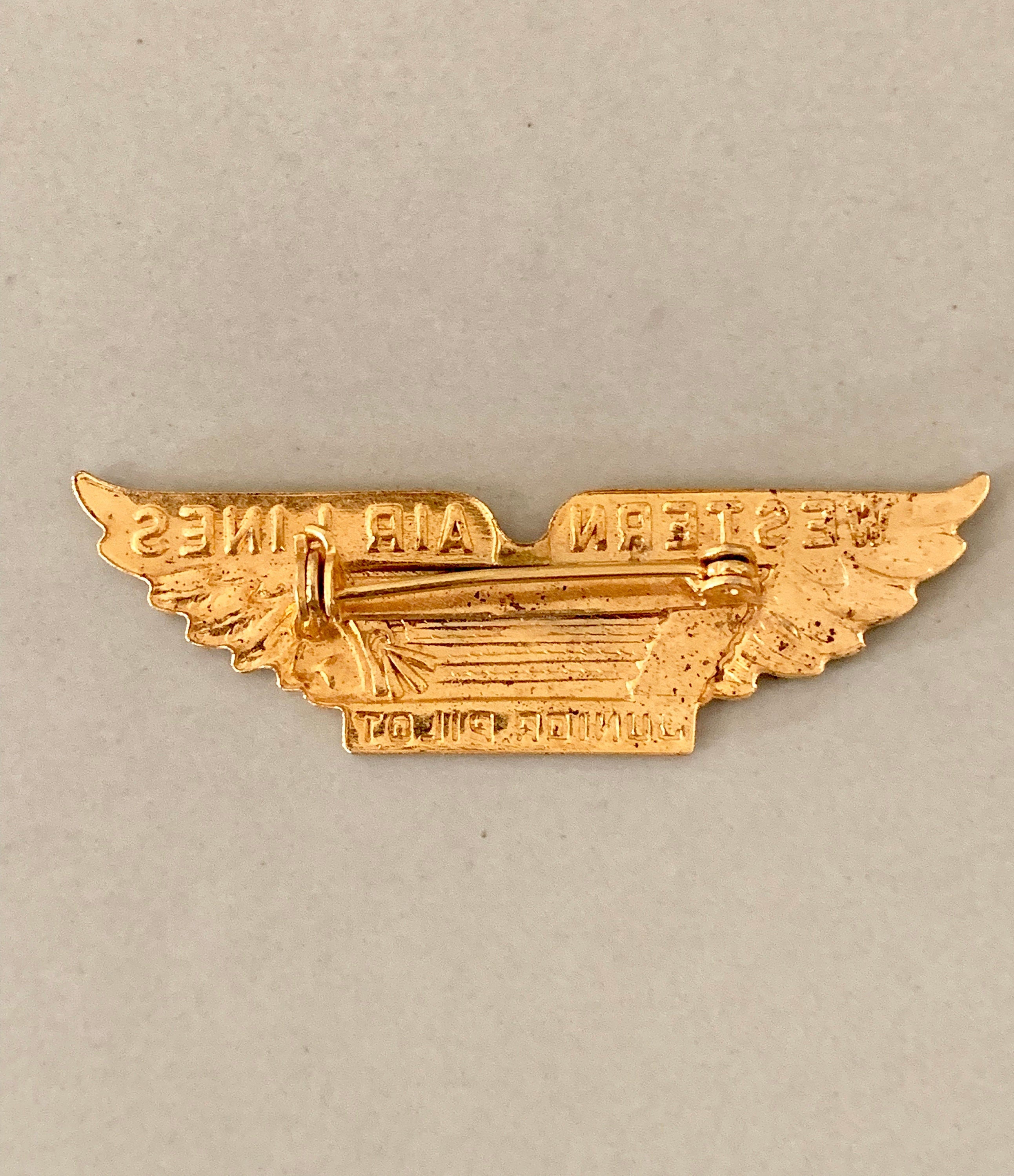 Vintage Retro Western Airlines Junior Pilot Pin Wings Aviation Red and Gold Lapel Pin