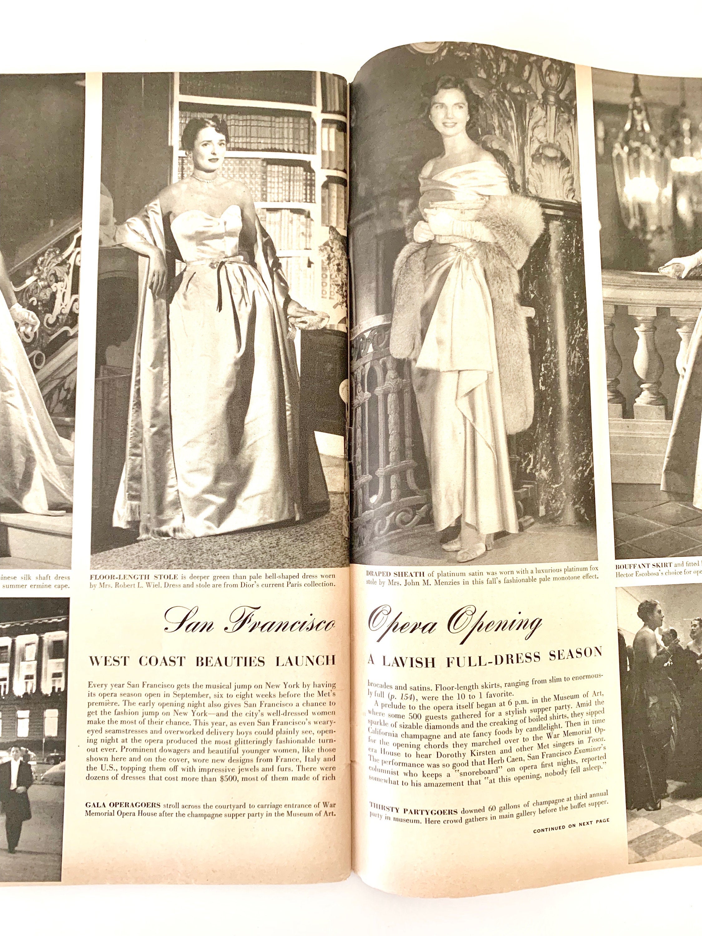 Life Magazine October 6, 1952 "San Francisco Opera Opening" "Love Letters" Vintage Reading Photography Fashion Style Culture  Collectible
