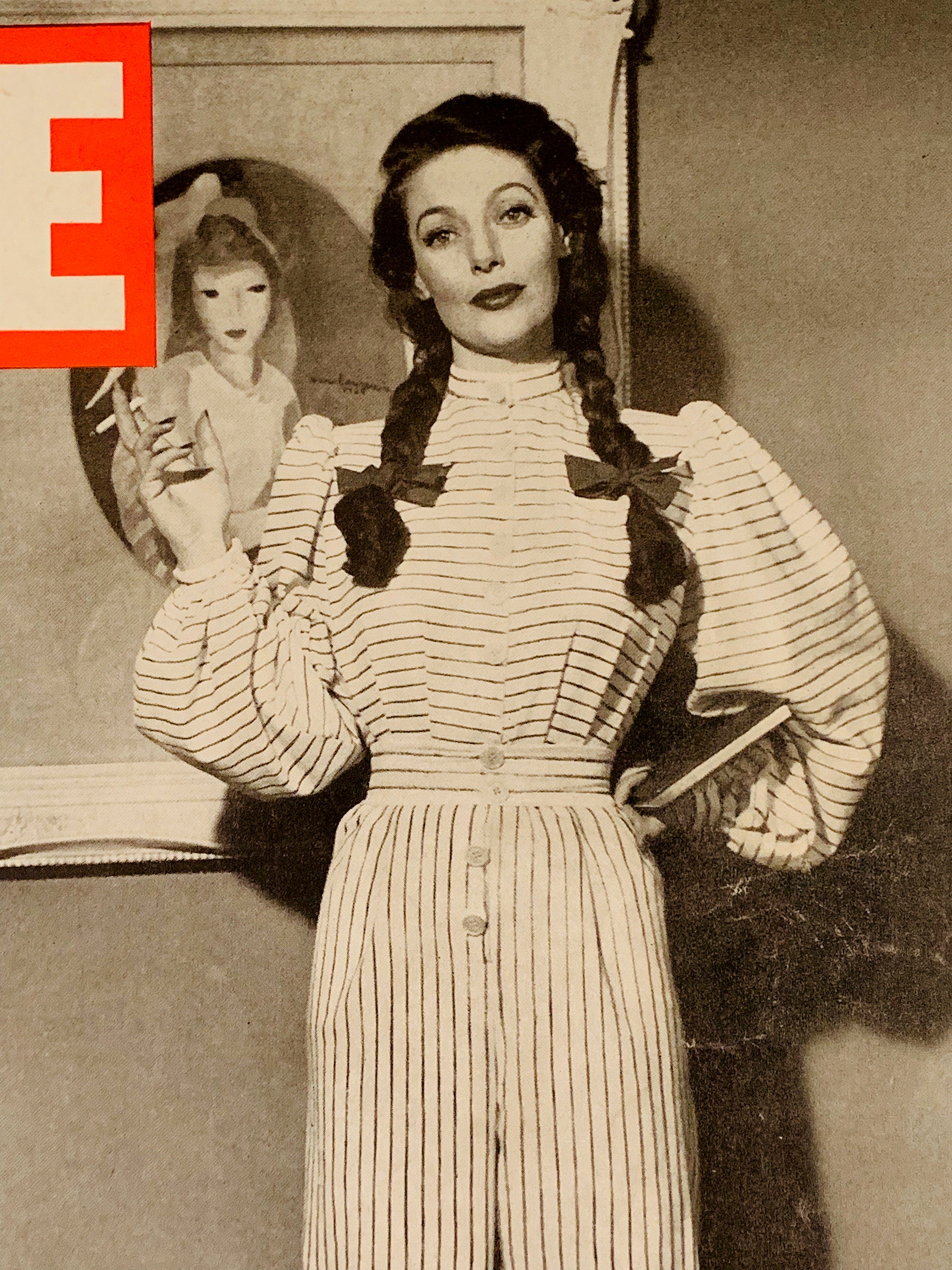 Life Magazine August 12, 1946 "Loretta Young Models A decade of Nightgowns & Pajamas" Vintage Reading Photography Fashion Style Collectible