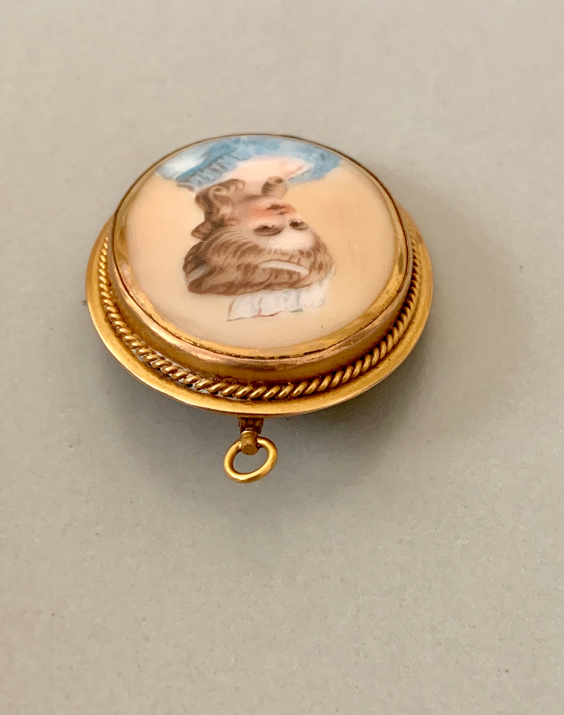Hand Painted Porcelain Brooch; Victorian Style