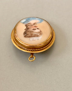 Hand Painted Porcelain Brooch Gold Tone Setting Victorian Style Jewelry