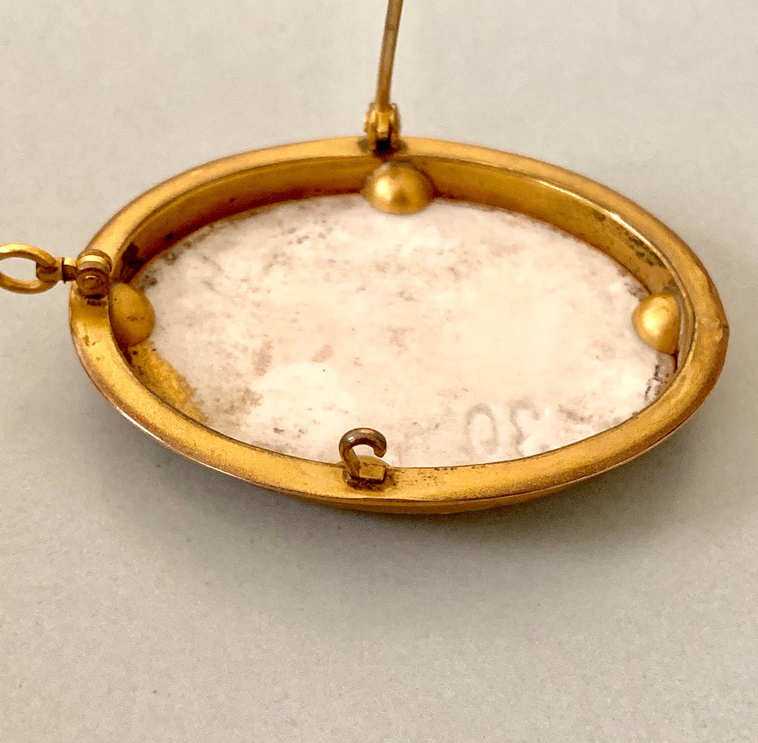 Hand Painted Porcelain Brooch; Victorian Style