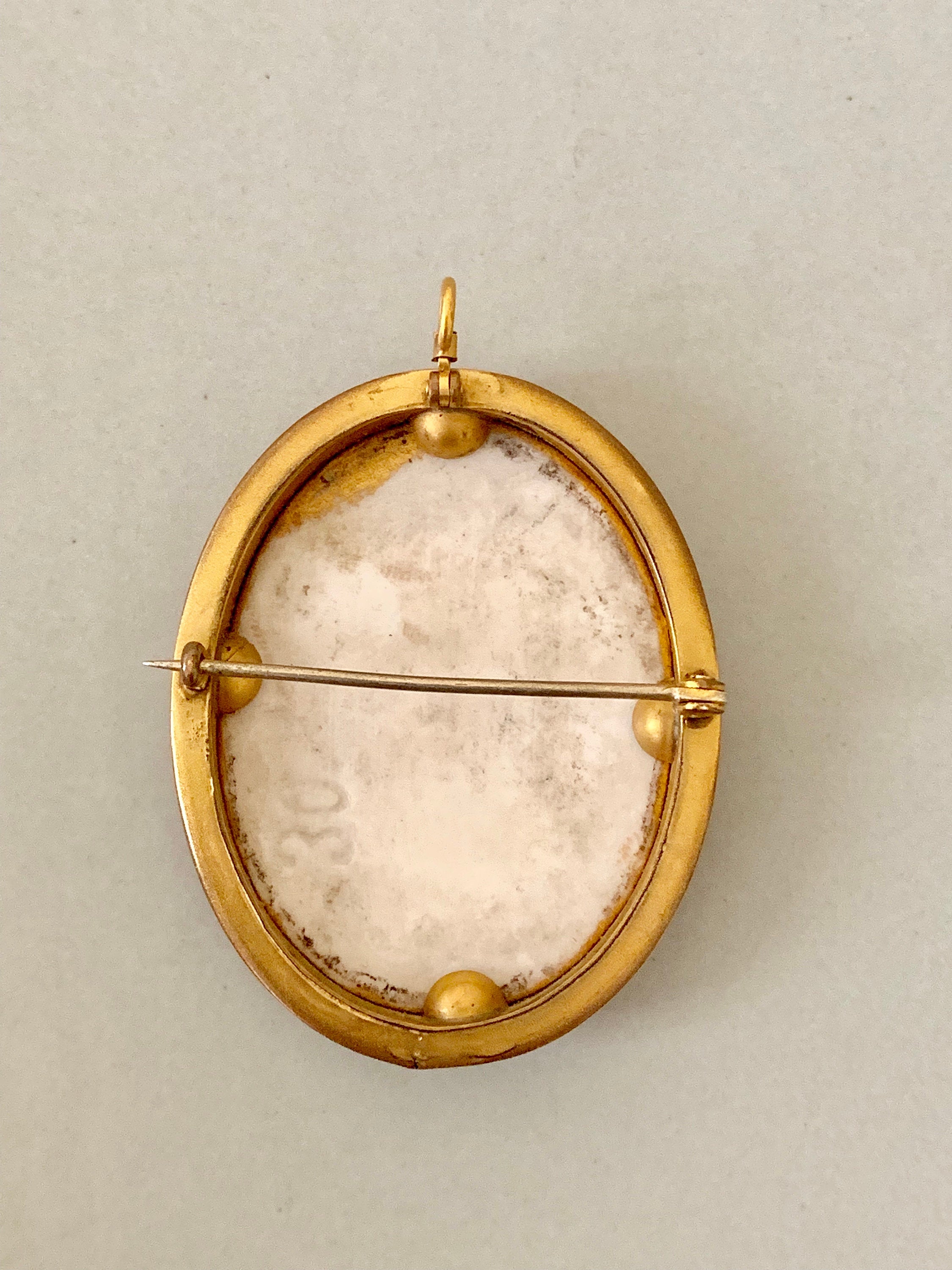 Hand Painted Porcelain Brooch; Victorian Style