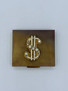 Mini Brass Metal Wallet Money Organizer w/ Dollar Sign & Jewels