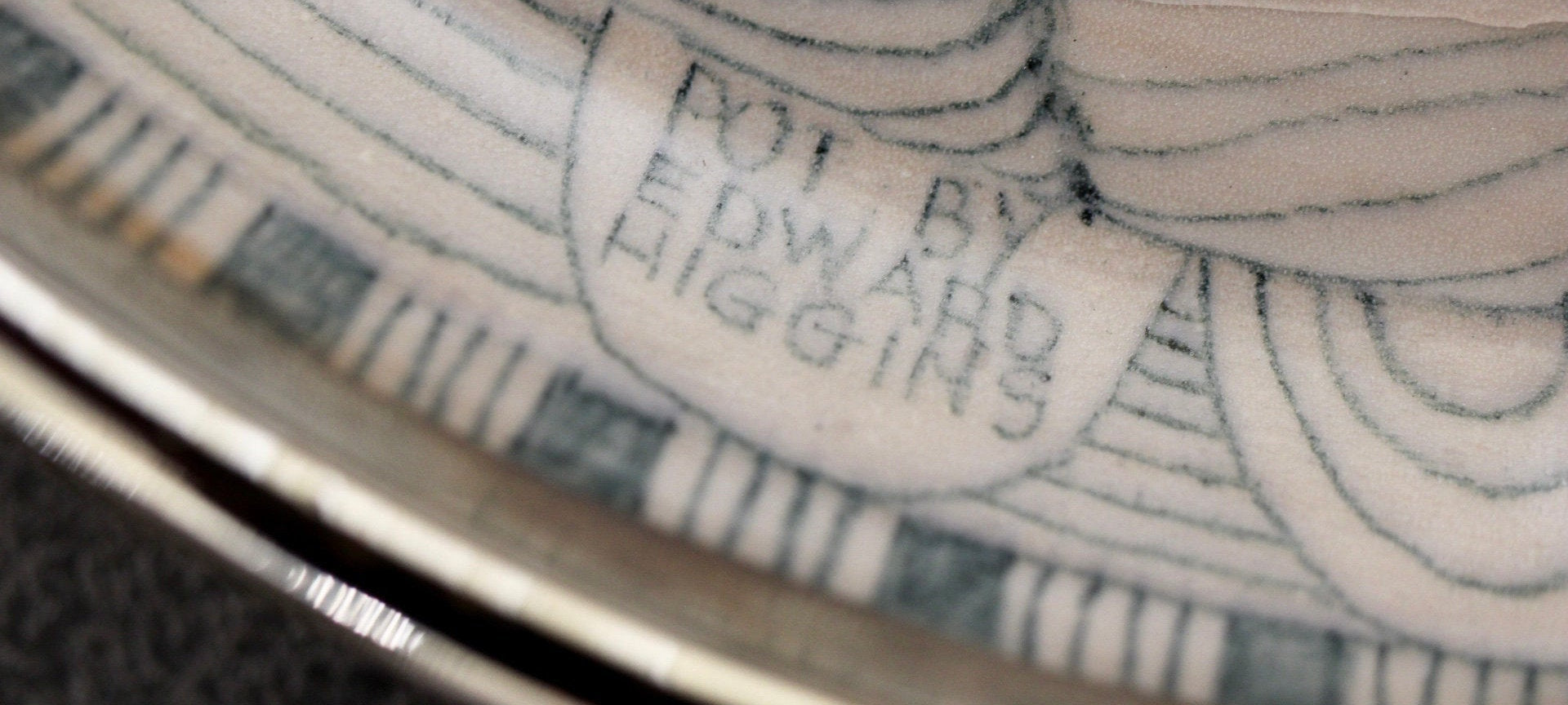 Mary Lou Higgins & Edward Higgins Ceramic Plate 1976 High Gloss Silver Glaze Portrait