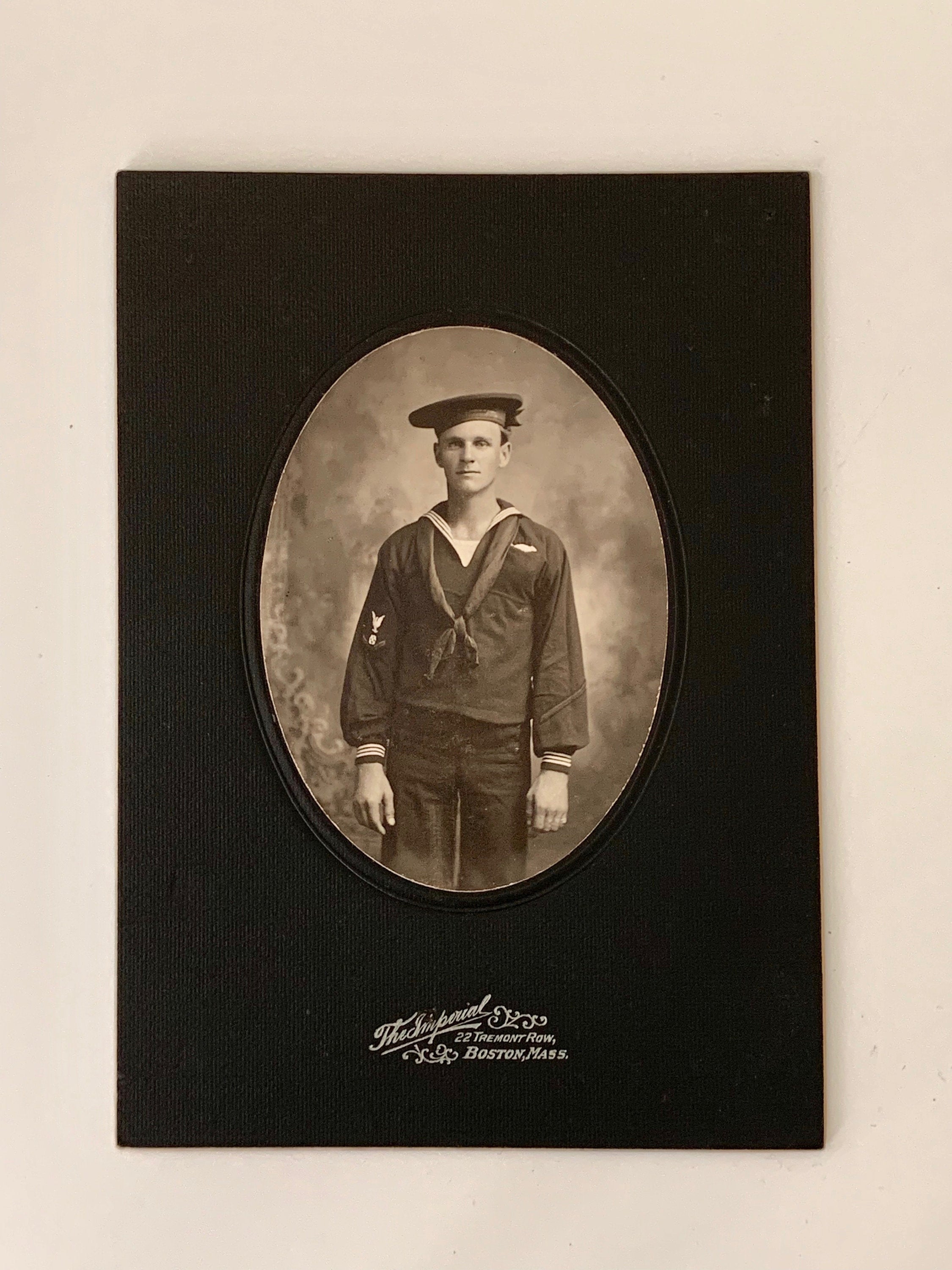 Vintage Portrait of Sailor in Uniform (Navy); Imperial Studio 22 Tremont Row Boston, MA