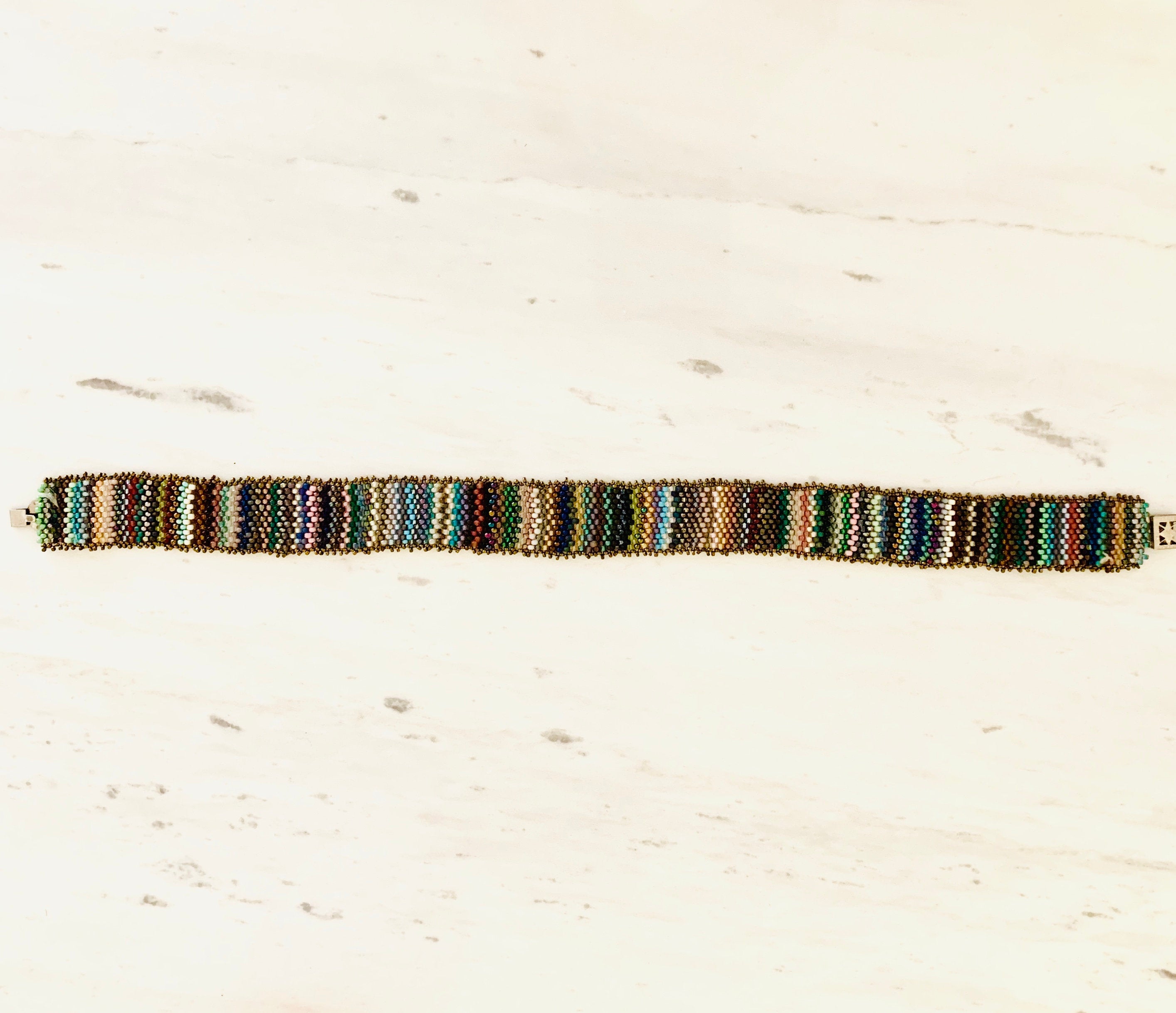 Vintage Handmade Artisan Jewelry Multicolored Beaded Choker Necklace