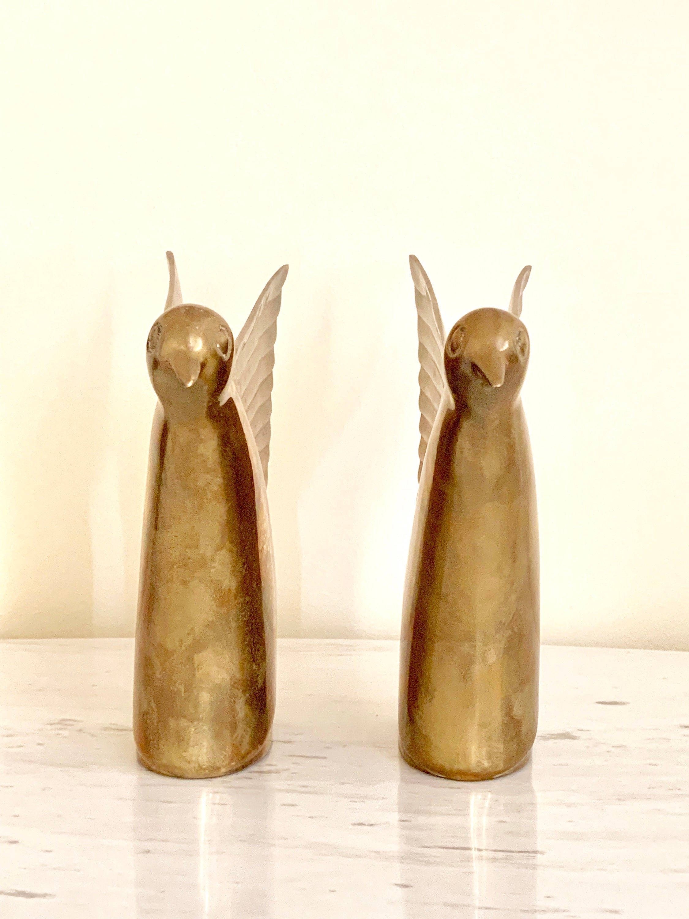 Dolbi Cashier Art Deco Brass Bird Pair 1980