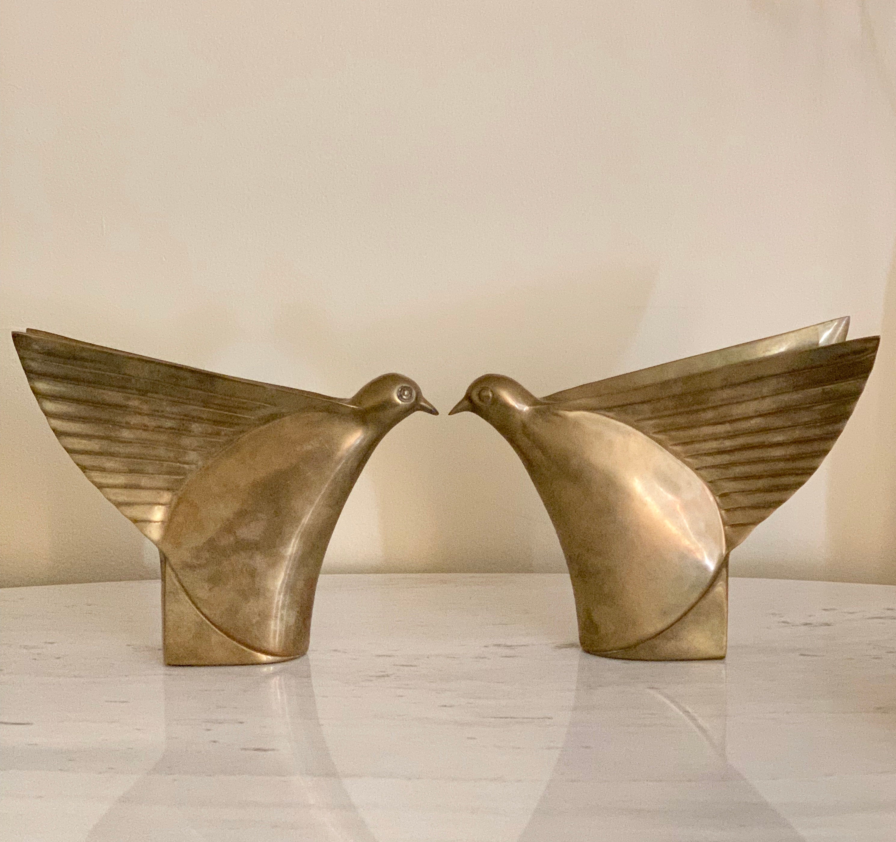 Dolbi Cashier Art Deco Brass Bird Pair 1980