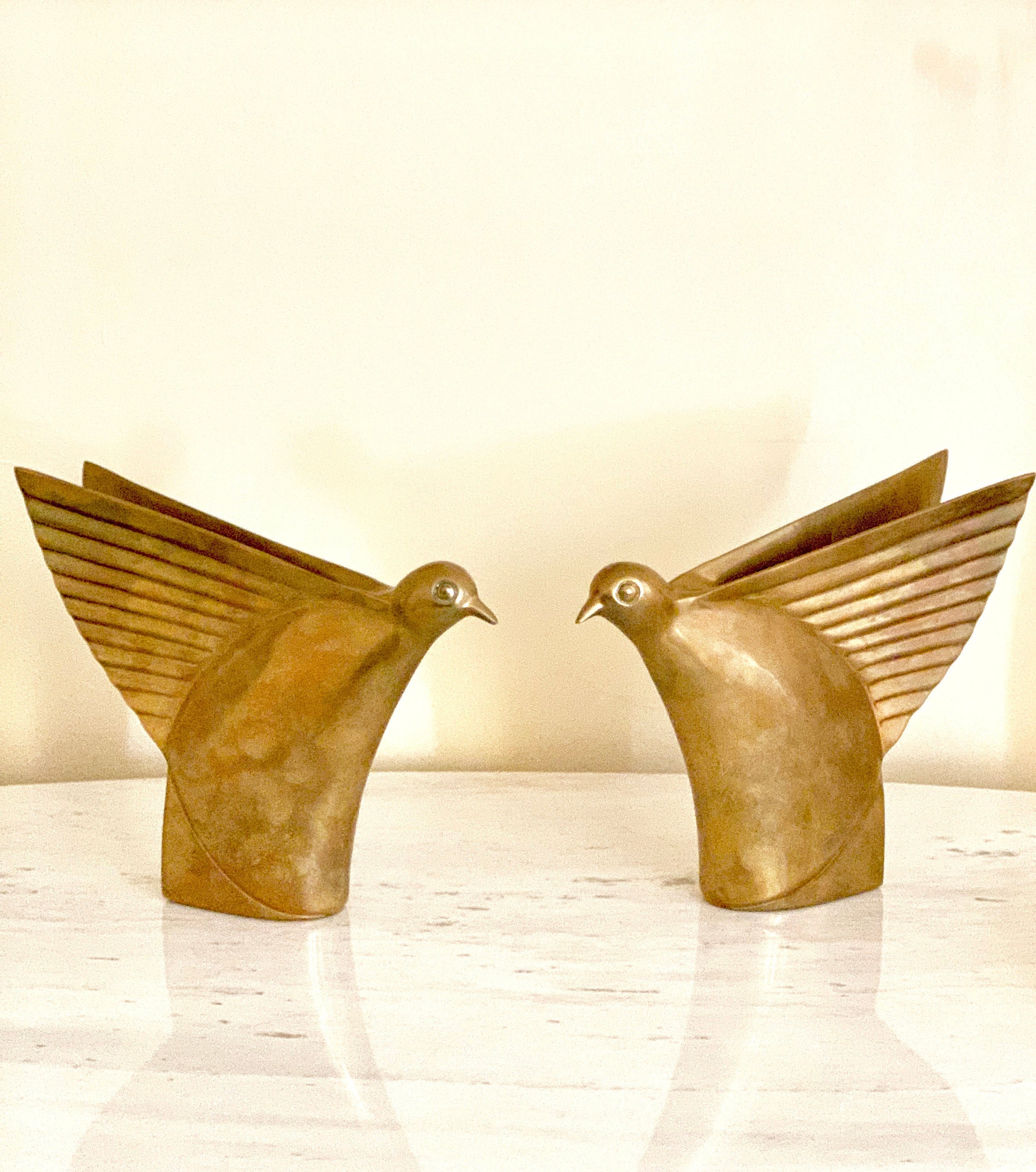 Dolbi Cashier Art Deco Brass Bird Pair 1980