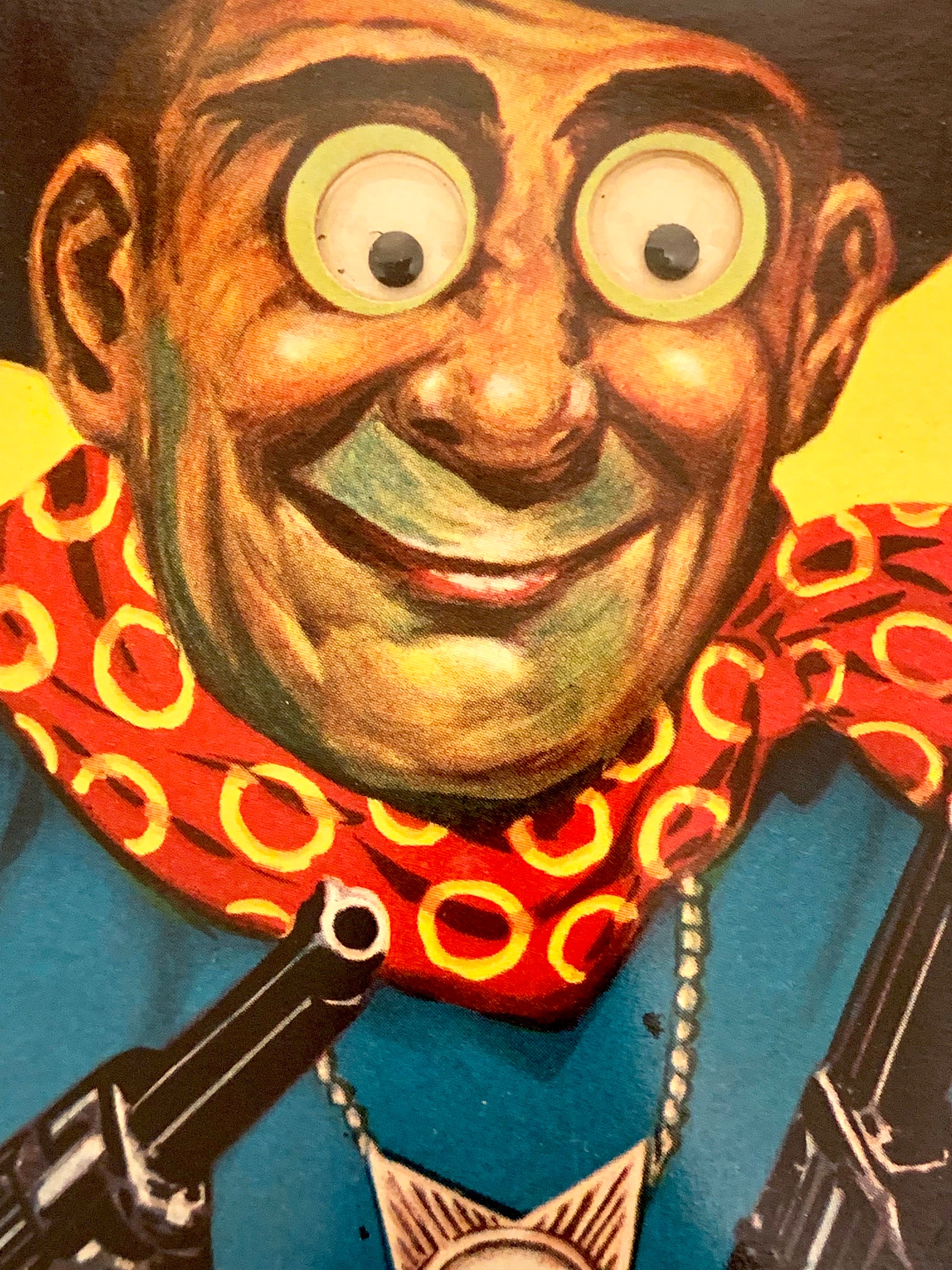 Retro Vintage Googly Eyed Sheriff Squeaking Postcard, Printed in Japan, 1960's Quirky Western Comic