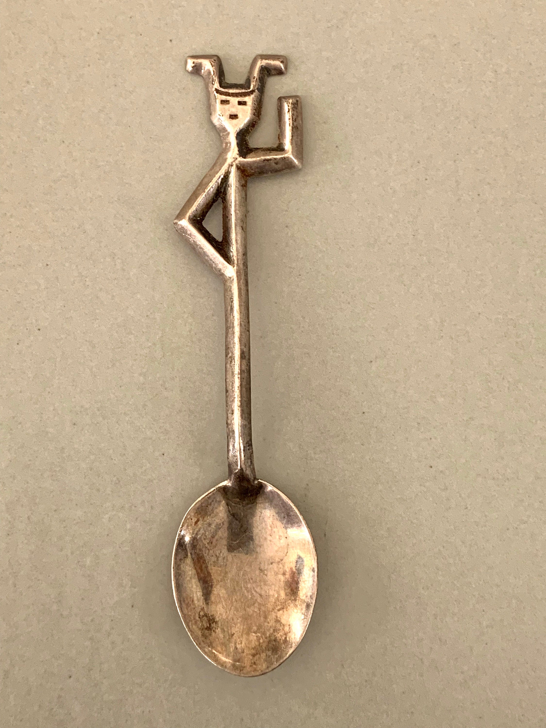 Silver Vintage Antique "Jester, Joker" Demitasse Spoon Vintage Flatware Collectible w/ Medieval, Renaissance Style Character