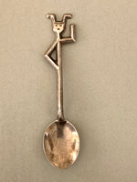 Load image into Gallery viewer, Silver Vintage Antique &quot;Jester, Joker&quot; Demitasse Spoon Vintage Flatware Collectible w/ Medieval, Renaissance Style Character
