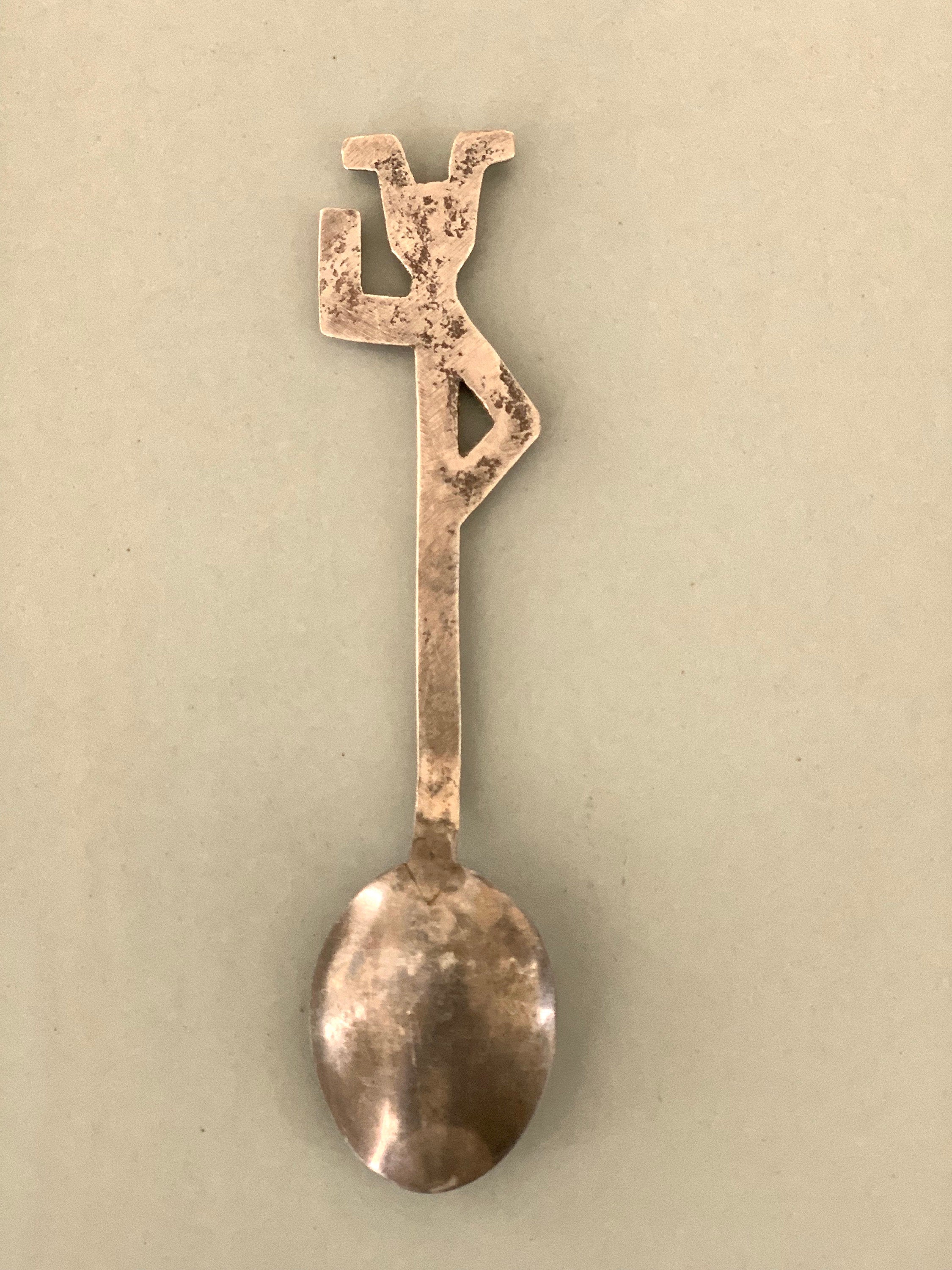 Silver Vintage Antique "Jester, Joker" Demitasse Spoon Vintage Flatware Collectible w/ Medieval, Renaissance Style Character