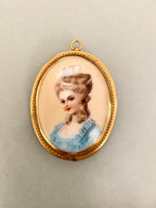 Hand Painted Porcelain Brooch; Victorian Style