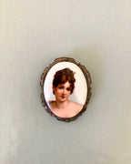 Hand Painted Porcelain Brooch; Victorian