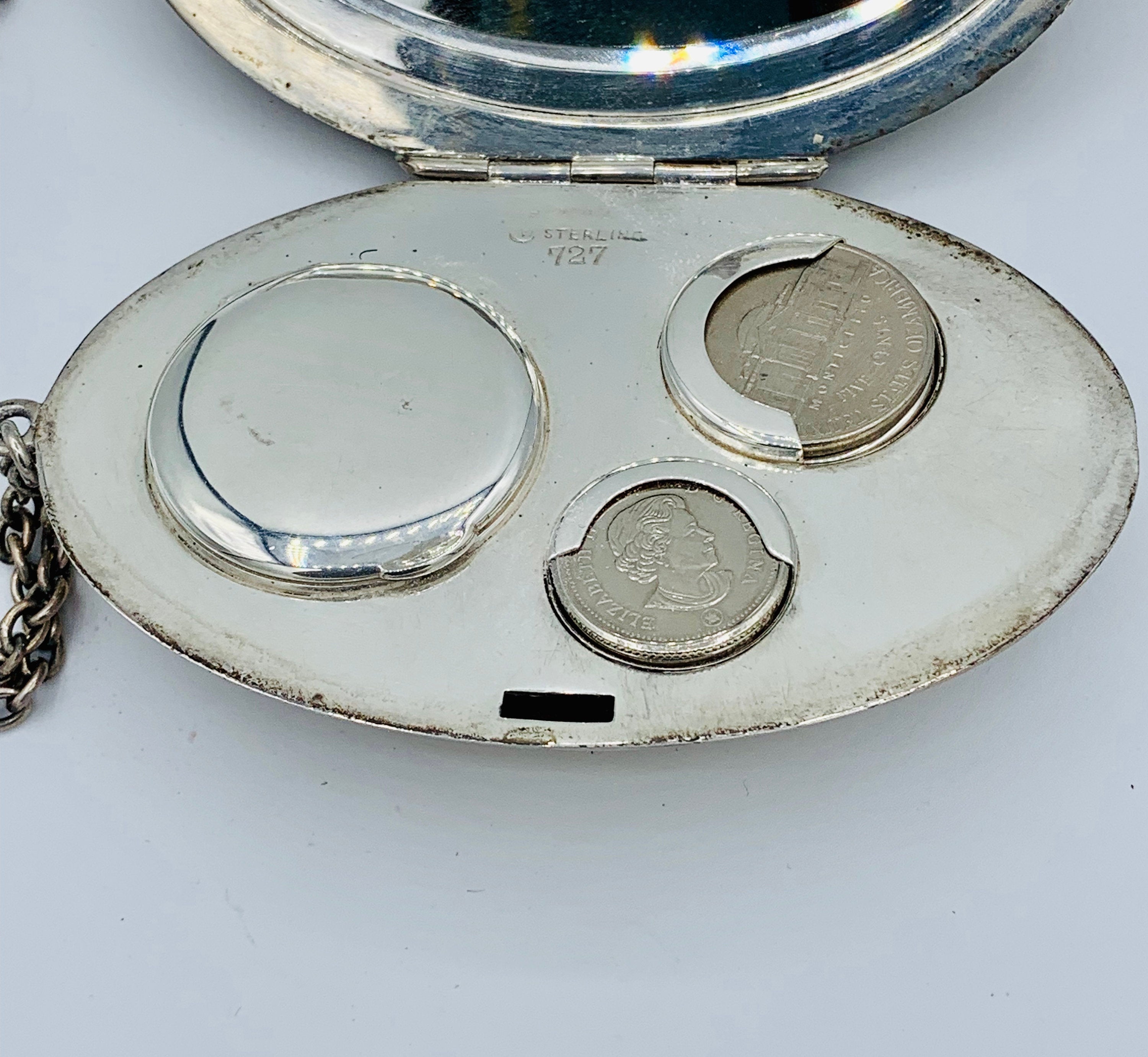 Antique Watrous MFG Co. 727 Engraved Sterling Silver Compact & Vintage Coin Purse Art Nouveau