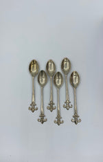 Load image into Gallery viewer, Set of 6 Sterling Silver Fleur De Lis Demitasse Spoons Collectible Vintage Set
