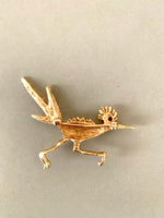 Load image into Gallery viewer, Vintage 14K Yellow Gold &amp; Ruby Road Runner Brooch Lapel Pin
