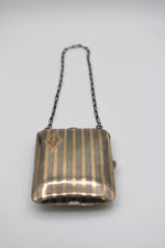 Load image into Gallery viewer, Clarence A. Vanderbilt Antique Vintage Coin Purse Compact Sterling Silver w/ 14k Gold Inlay &amp; Gold Details Art Deco
