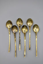 Load image into Gallery viewer, Set of 6 N.M Thune 925 Gilt Sterling Silver Demitasse Spoons Art Deco Norwegian Silver
