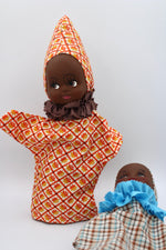 Load image into Gallery viewer, Pair of Vintage Collectible Hand Puppets Folk Art Afropean, Black, Handcrafted Artisan Puppets Dolls
