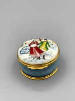 Load image into Gallery viewer, Halcyon Days Enamels England, Bilston Battersea Enamels Revival Winter Trinket Box Holiday Keepsake
