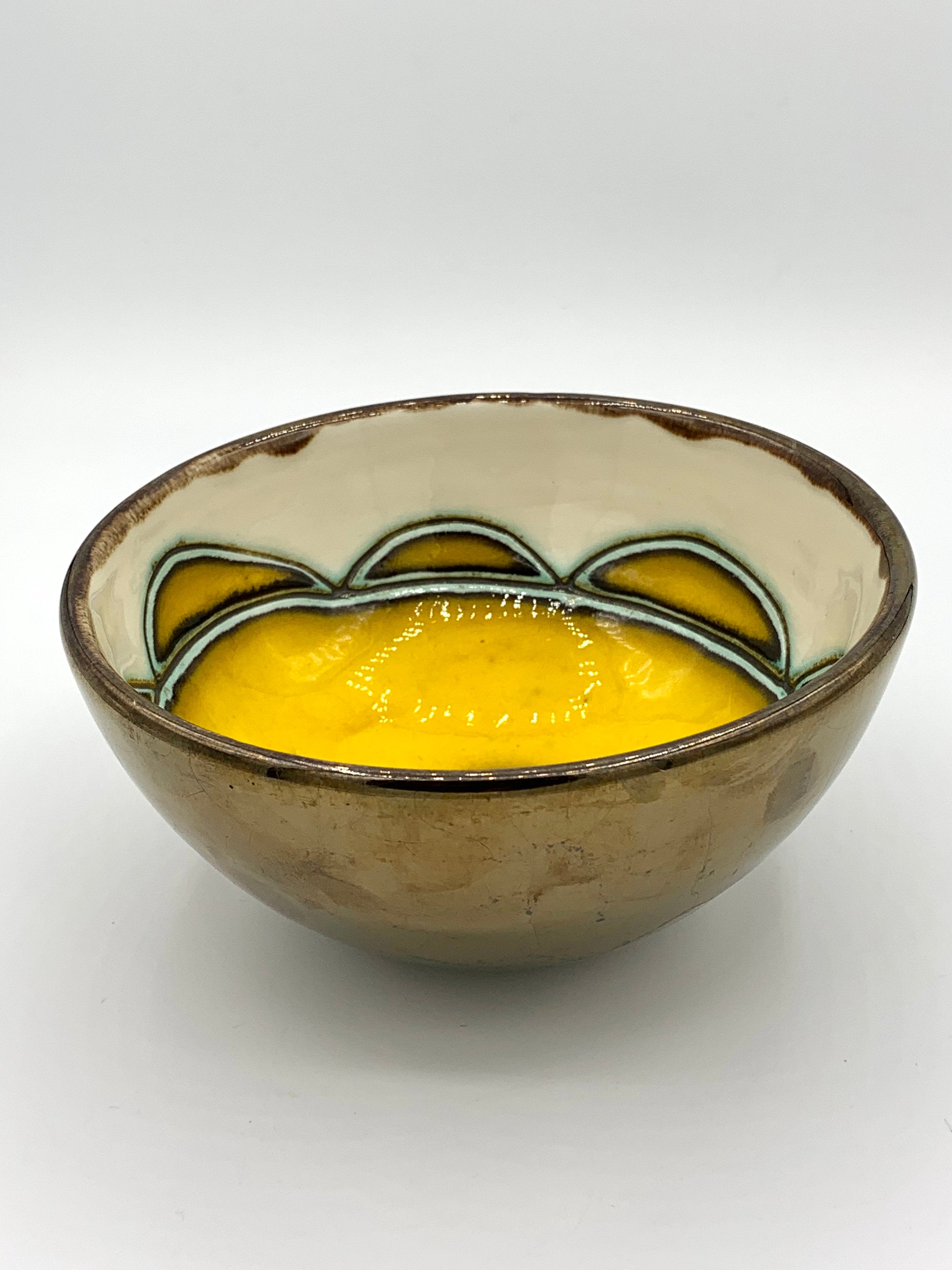 Handmade Ceramic Bowl w/ Exterior Bronze Glaze